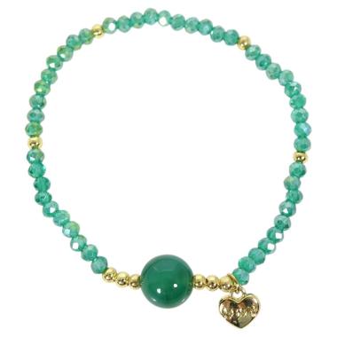 Bracciale donna con pietre da 10 mm in agata verde e smeraldo fluo
