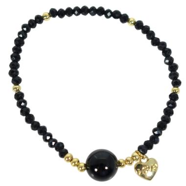 Bracciale donna con pietre da 10 mm nere