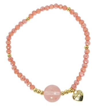 Bracciale donna con pietre da 10 mm in quarzo cherry