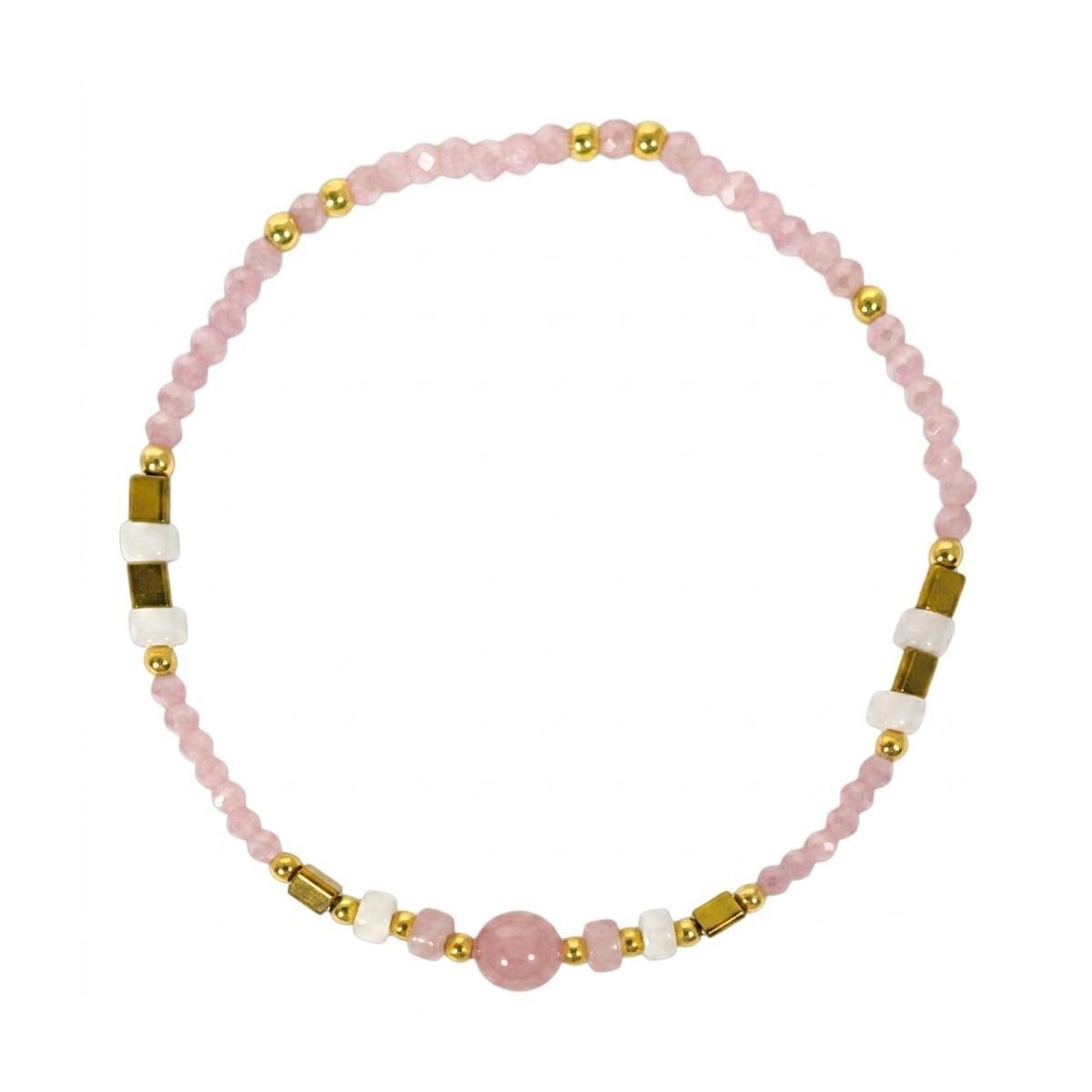 Bracciale donna con pietre in quarzo rosa