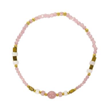 Bracciale donna con pietre in quarzo rosa