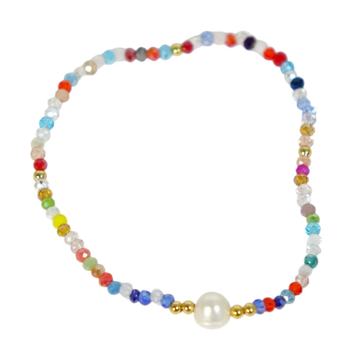 Bracciale donna con pietre multicolor bianco e perla
