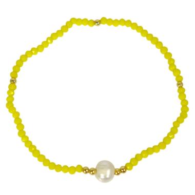 Bracciale donna con pietre gialle e perla