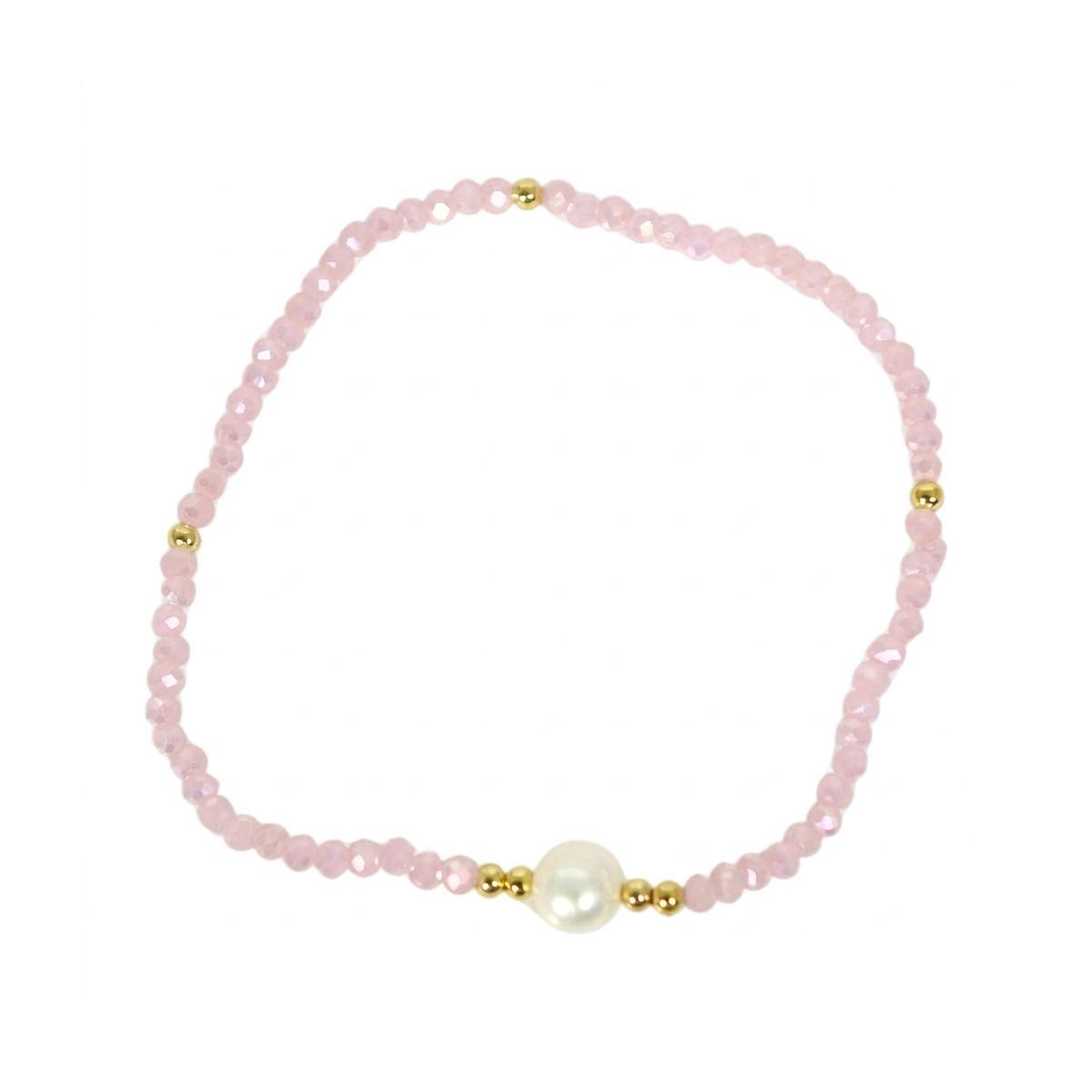 Bracciale donna con pietre rosa e perla