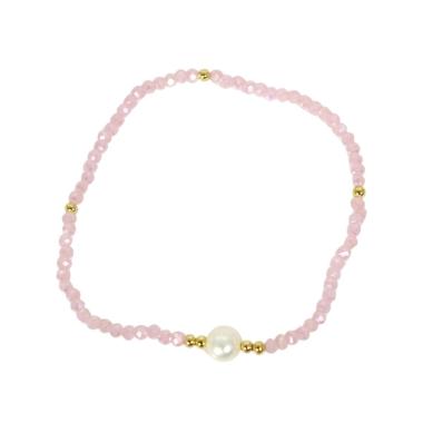 Bracciale donna con pietre rosa e perla