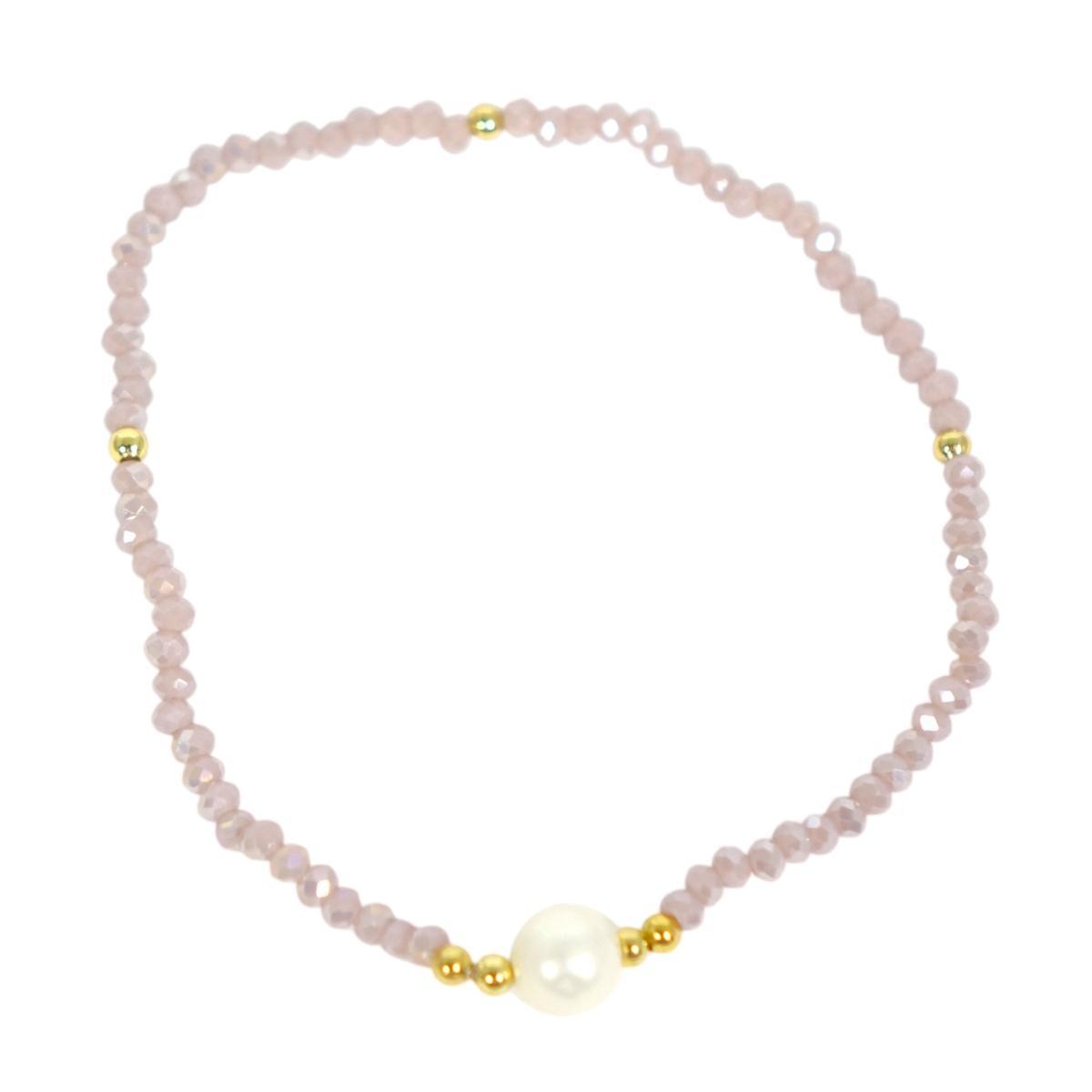 Bracciale donna con pietre cipria e perla