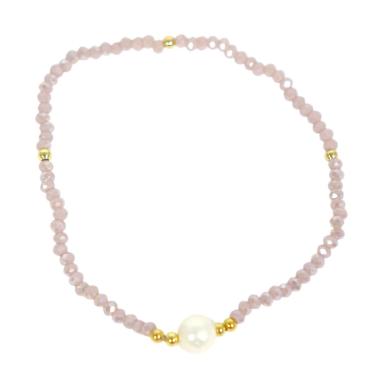Bracciale donna con pietre cipria e perla