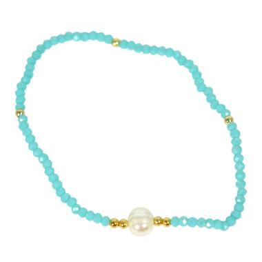 Bracciale donna con pietre turchese e perla