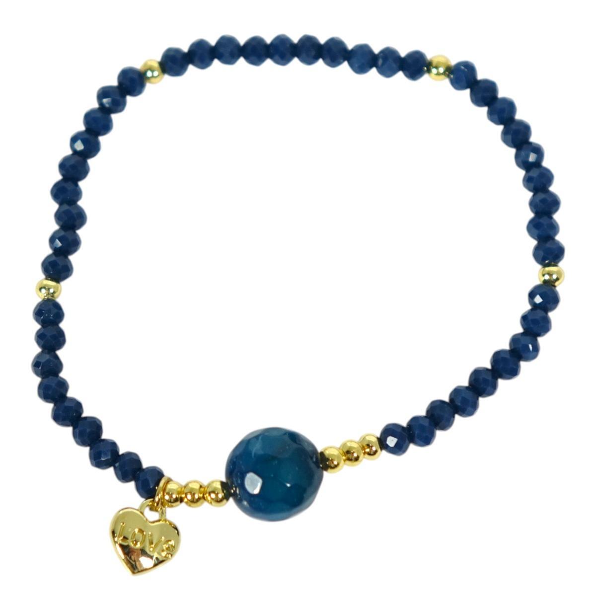 Bracciale donna con pietre da 10 mm in agata blu