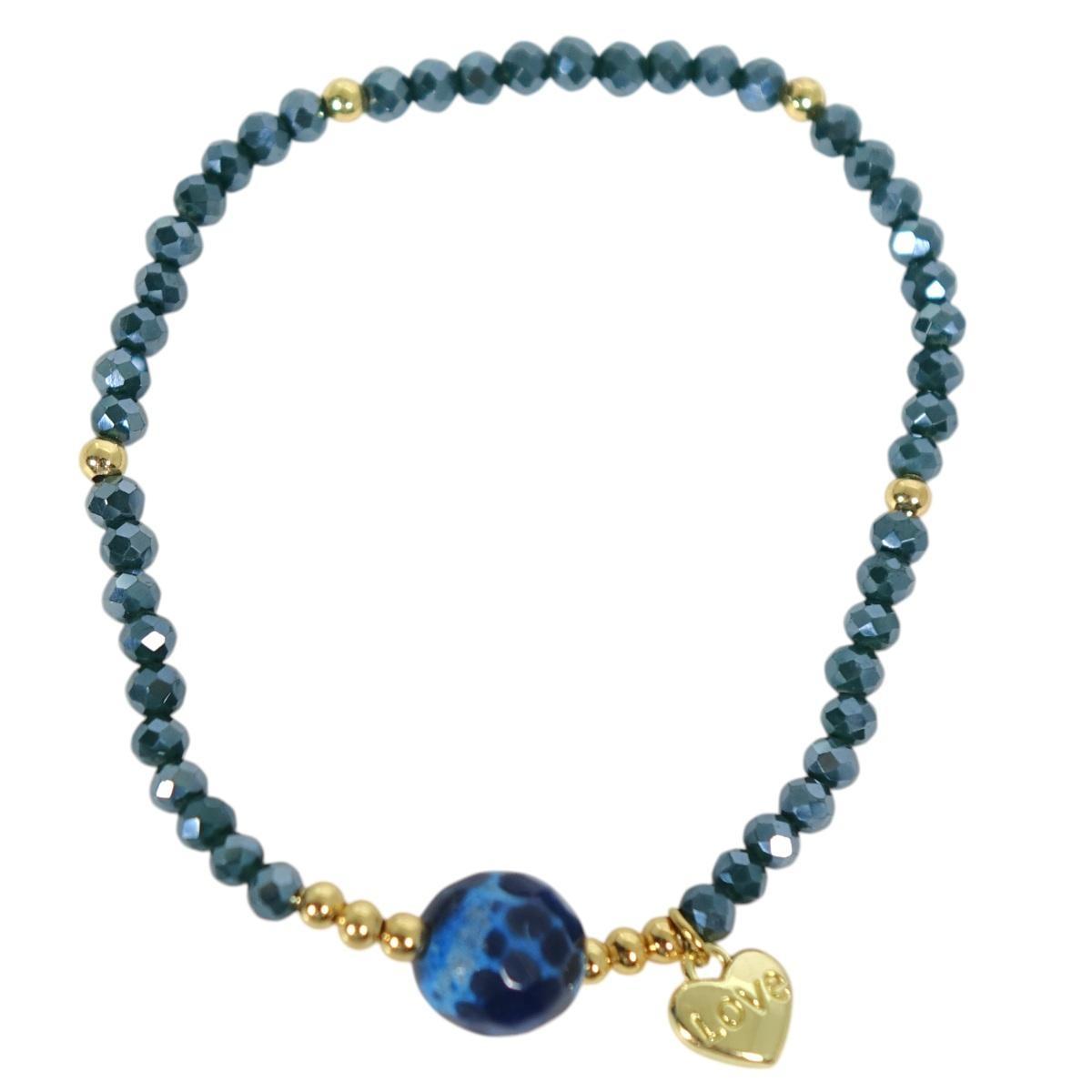 Bracciale donna con pietre da 10 mm in agata zaffiro