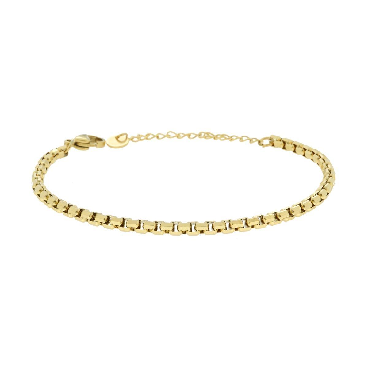 Bracciale Catena Veneziana Tonda Diamantata in ACCIAIO colore Oro<BR>