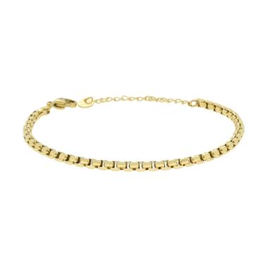 Bracciale Catena Veneziana Tonda Diamantata in ACCIAIO colore Oro<BR>