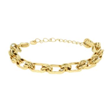 Bracciale Catena Forzatina Multimaglia Godronata in ACCIAIO colore Oro<BR>