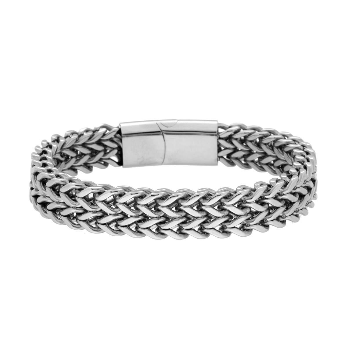 Bracciale doppia Catena Franco in ACCIAIO<BR>
