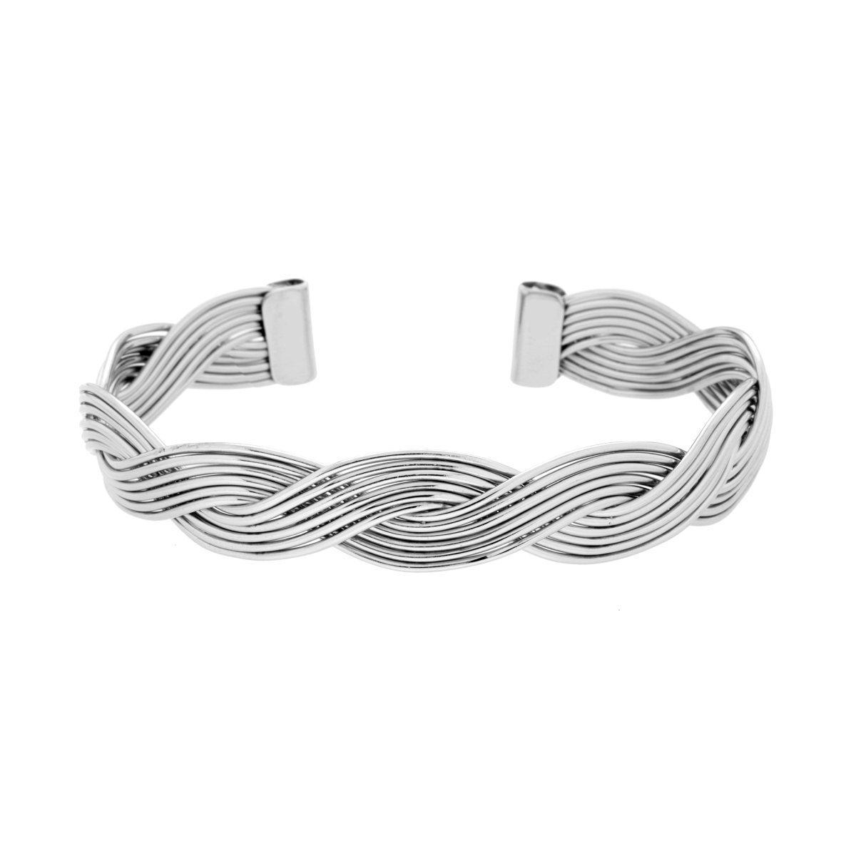 Bracciale Rigido modello Schiava Multifilo Treccia in ACCIAIO <BR>