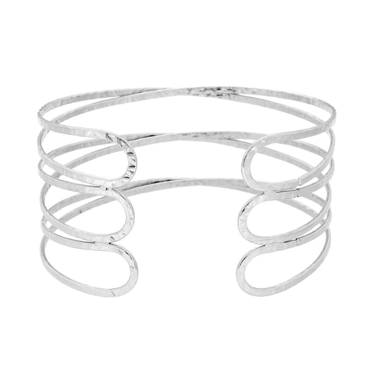 Bracciale Rigido modello Schiava Multifilo Martellato in ACCIAIO <BR>