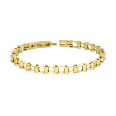 Bracciale Uomo Maglia Imperniata Catena di Bicicletta in ACCIAIO colore Oro