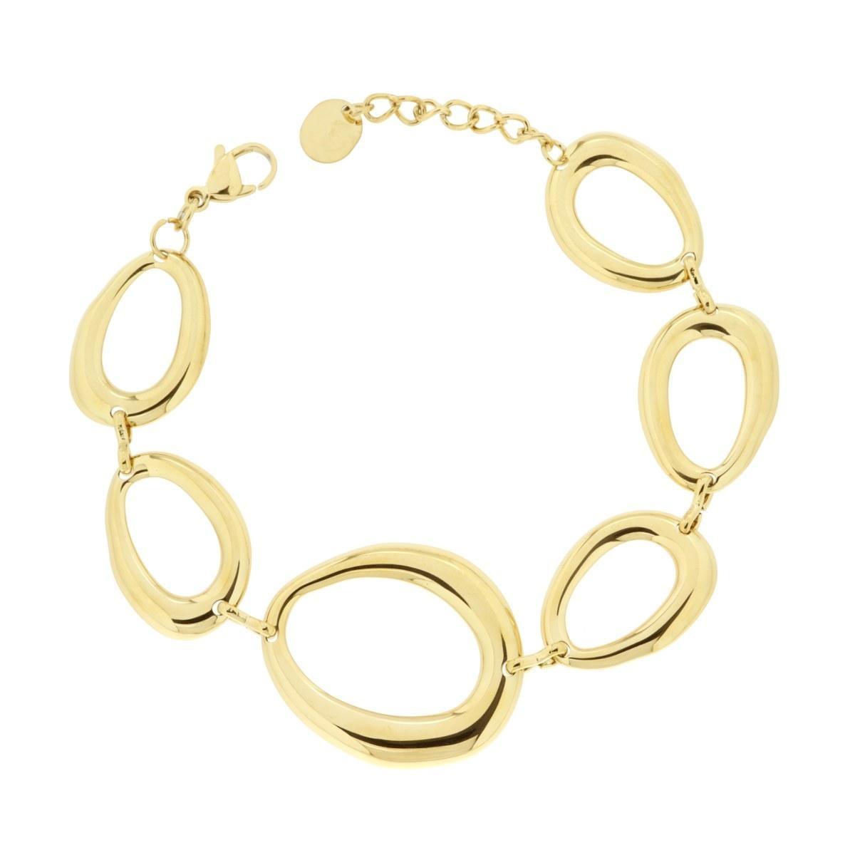 Bracciale Catena Maglia con Gocce in ACCIAIO colore Oro<BR>