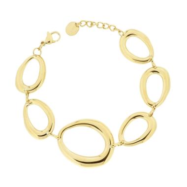 Bracciale Catena Maglia con Gocce in ACCIAIO colore Oro<BR>