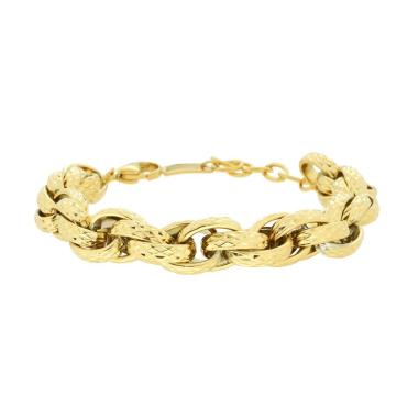 Bracciale Catena Forzatina Diamantata Multimaglia in ACCIAIO colore Oro<BR>