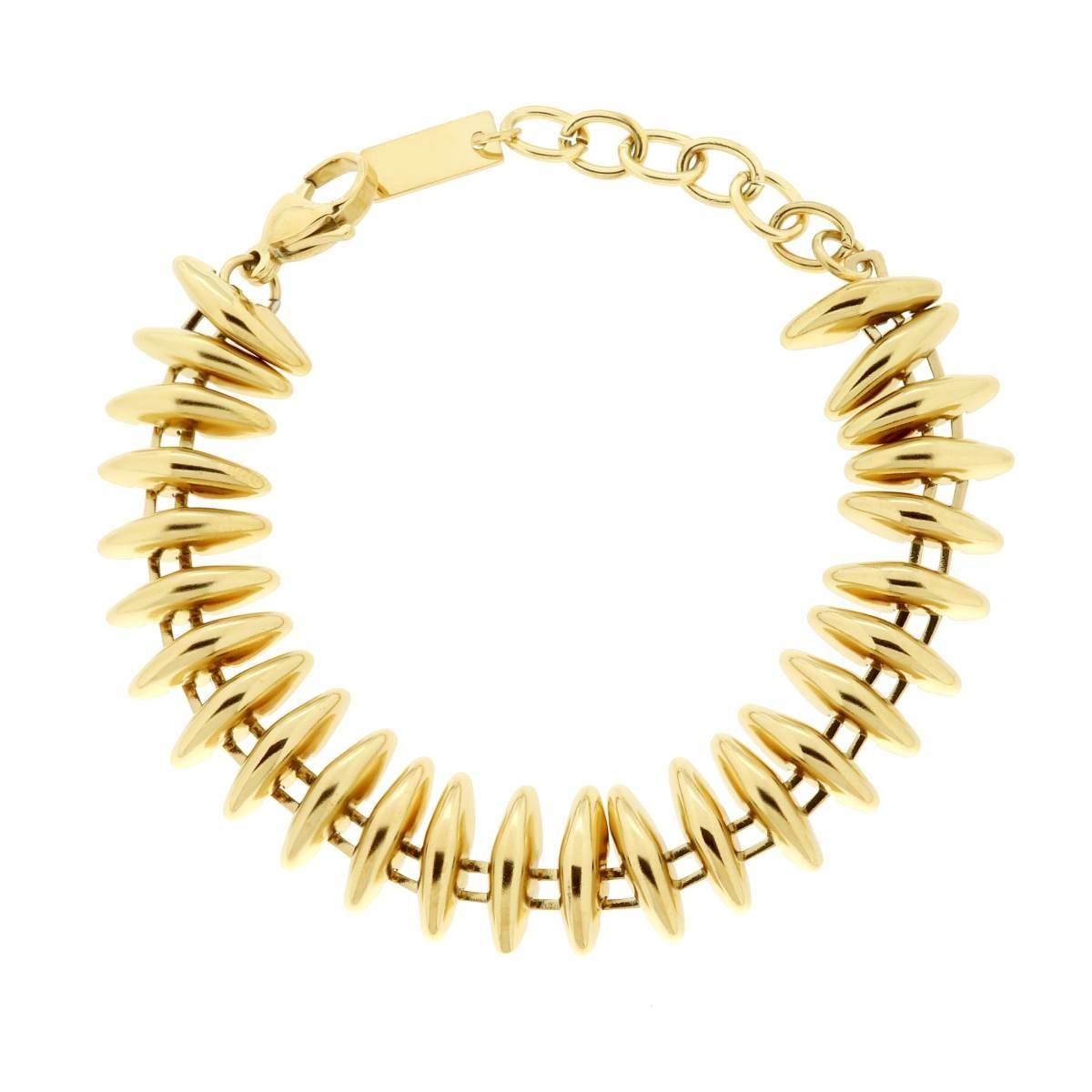 Bracciale Catena Spina di Pesce in ACCIAIO colore Oro<BR>