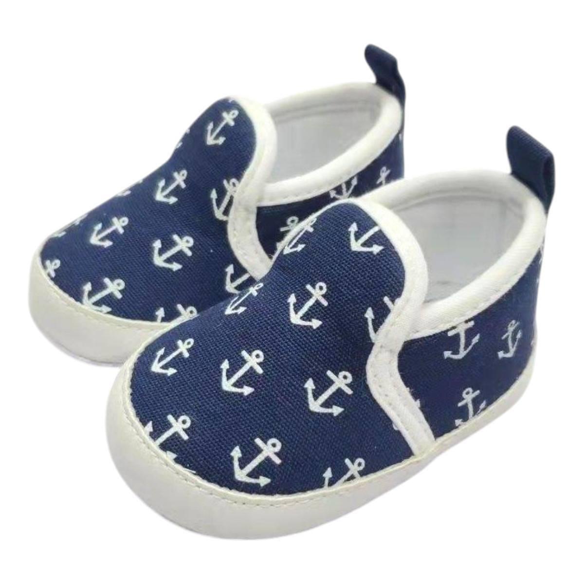 Scarpette tennis bimbo con tela stampata ancore Graziella