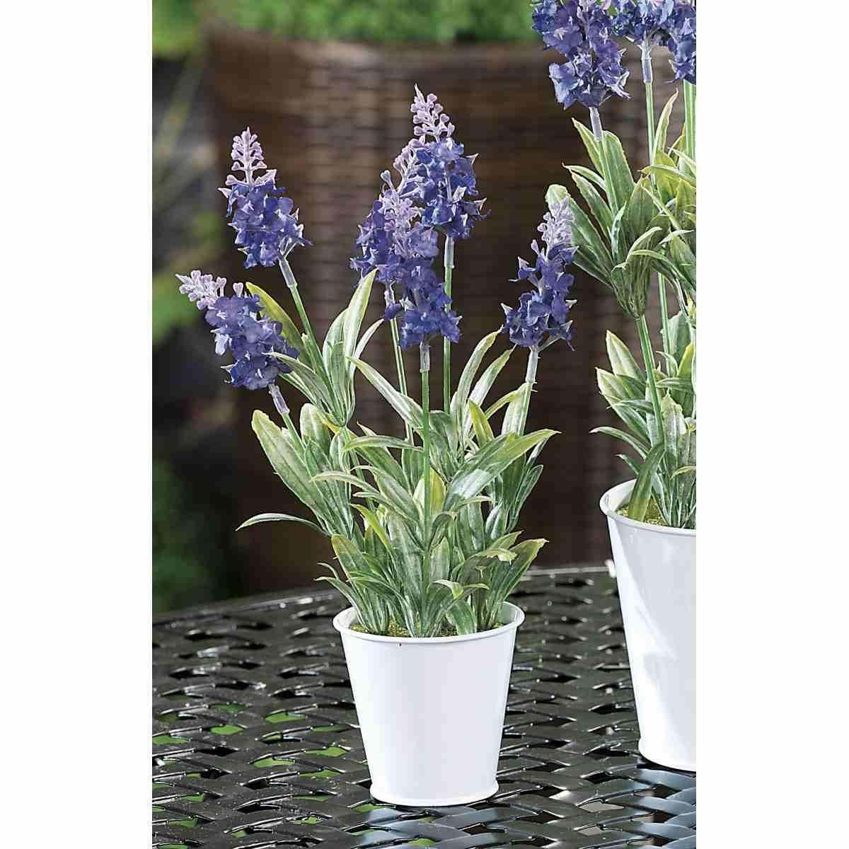 Vaso con pianta lavanda finta D7,5XH28,5