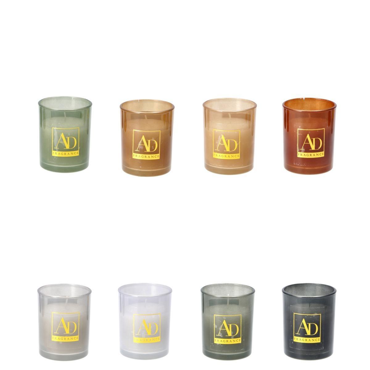 Candela profumata con vaso in vetro d7,5xh9 cm