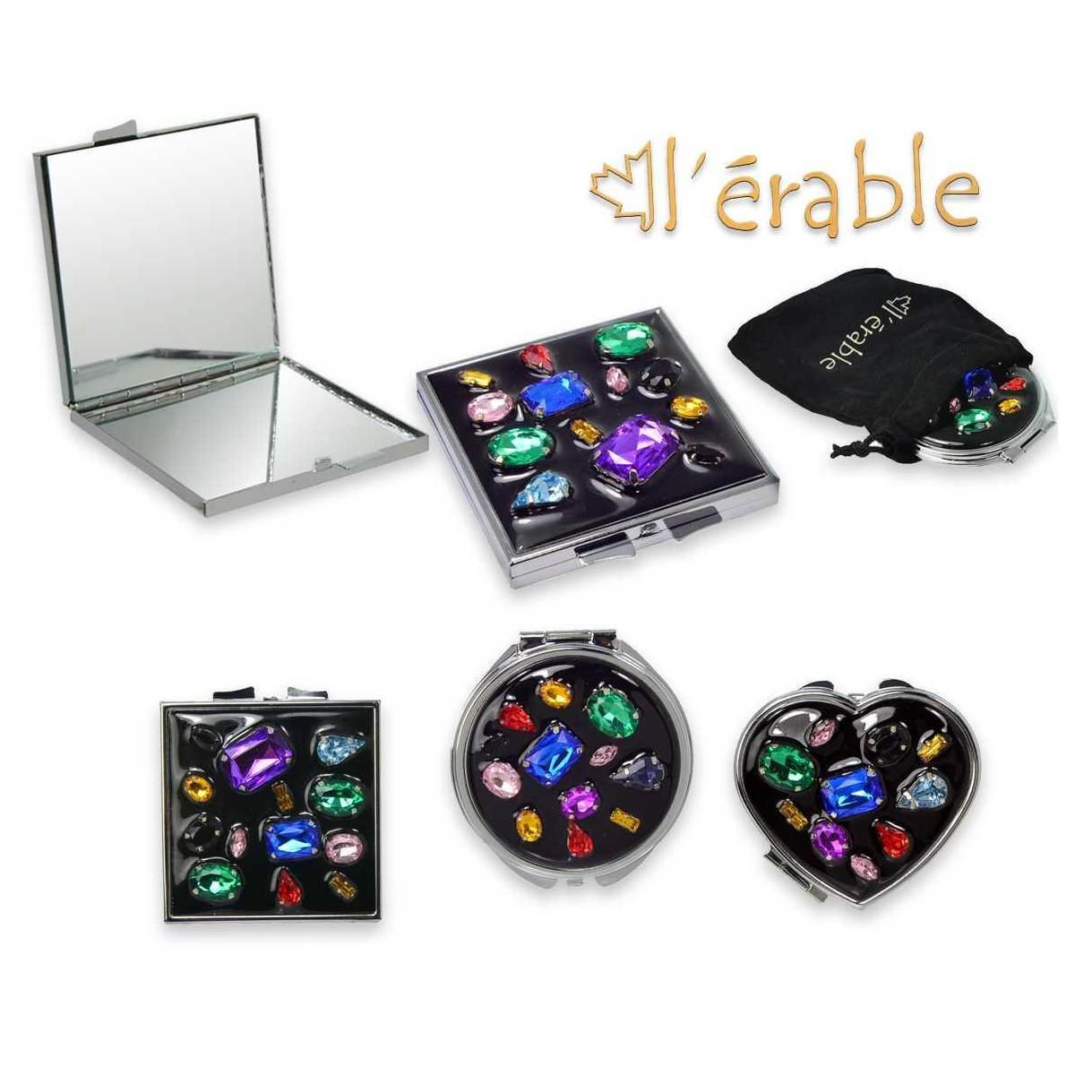 Set specchietti in metallo forme varie con pietre colorate 3 pz