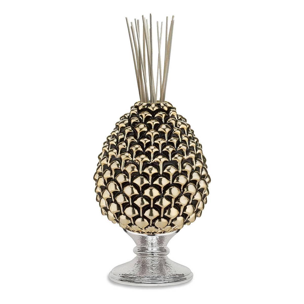 Diffusore ambienti pigna oro base argento h.15,5 cm Valenti