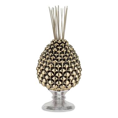 Diffusore ambienti pigna oro base argento h.15,5 cm Valenti