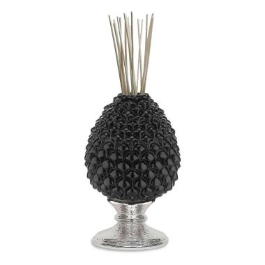 Diffusore ambienti pigna nera base argento h.15,5 cm Valenti