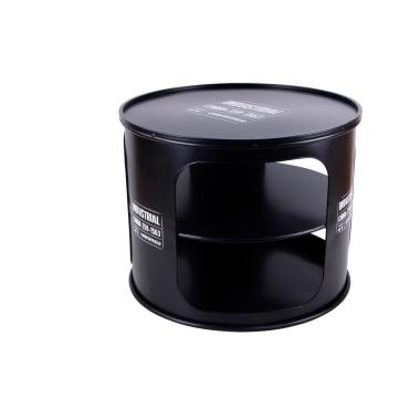 Tavolino tondo in ferro nero stile industrial d60xh48 cm