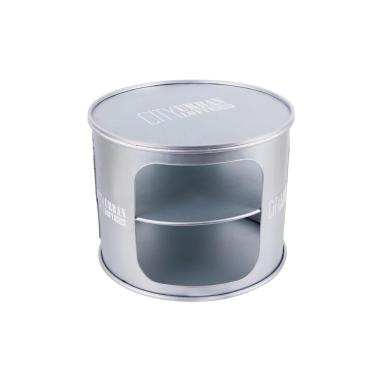 Tavolino tondo in ferro argento stile industrial d60xh48 cm