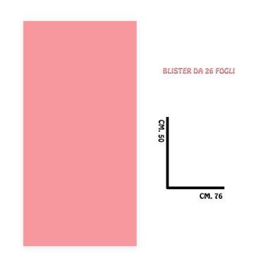 Carta velina f.to 50 x 76 colore rosa blister da 26 fogli gr.20