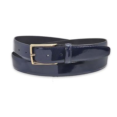 Cintura uomo made in italy in pelle vernice una cucitura fibbia oro 35mm