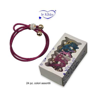 Elastico glitter c/pietra e pallino strass