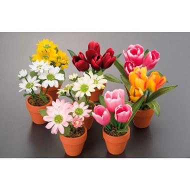 Vaso con fiori finti assortiti  9,5xh. 17cm
