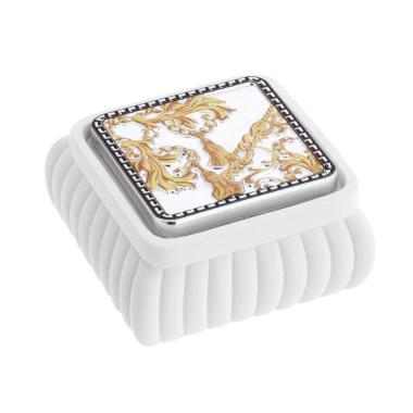 Scatolina quadrata bianca con fesoni 8x8x4 con deco stampata 1