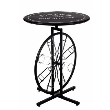 Tavolino tondo alto in metallo con portabottiglie 8 posti girevole