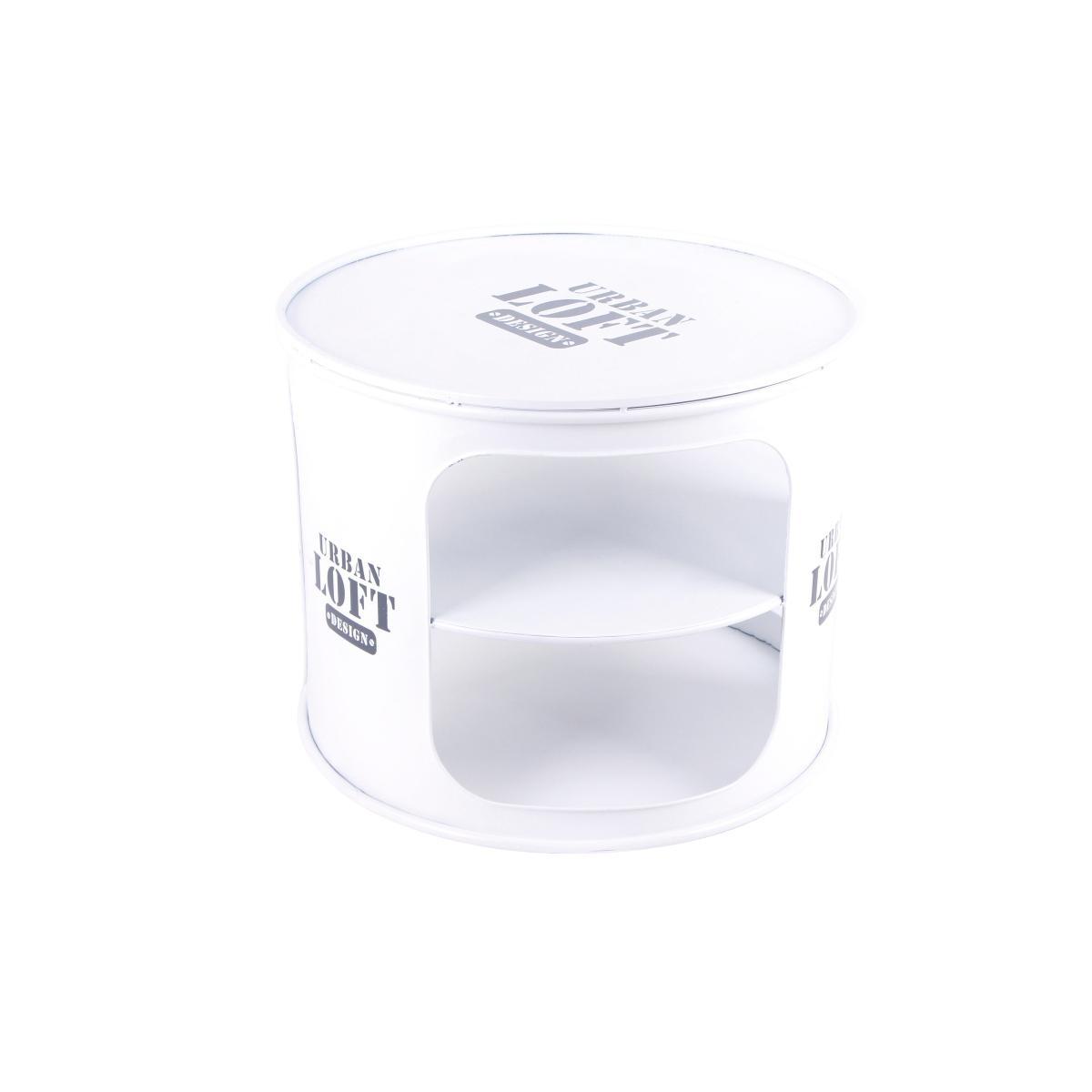 Tavolino tondo in ferro bianco stile industrial d60xh48 cm