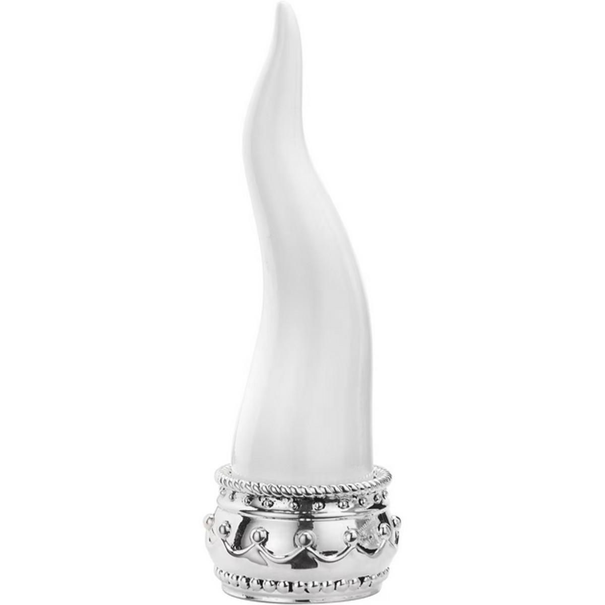 Corno bianco base argento h 28 cm valenti