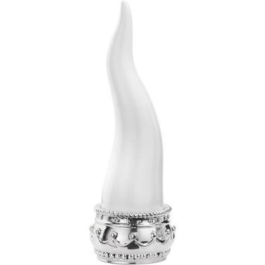 Corno bianco base argento h 28 cm valenti