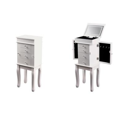 Mobileto portagioie in mdf con specchietto con led 33x24x83 cm