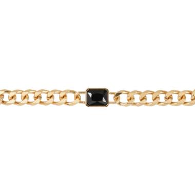 Bracciale donna con pietra nera e maglia dorata Romeo Gigli