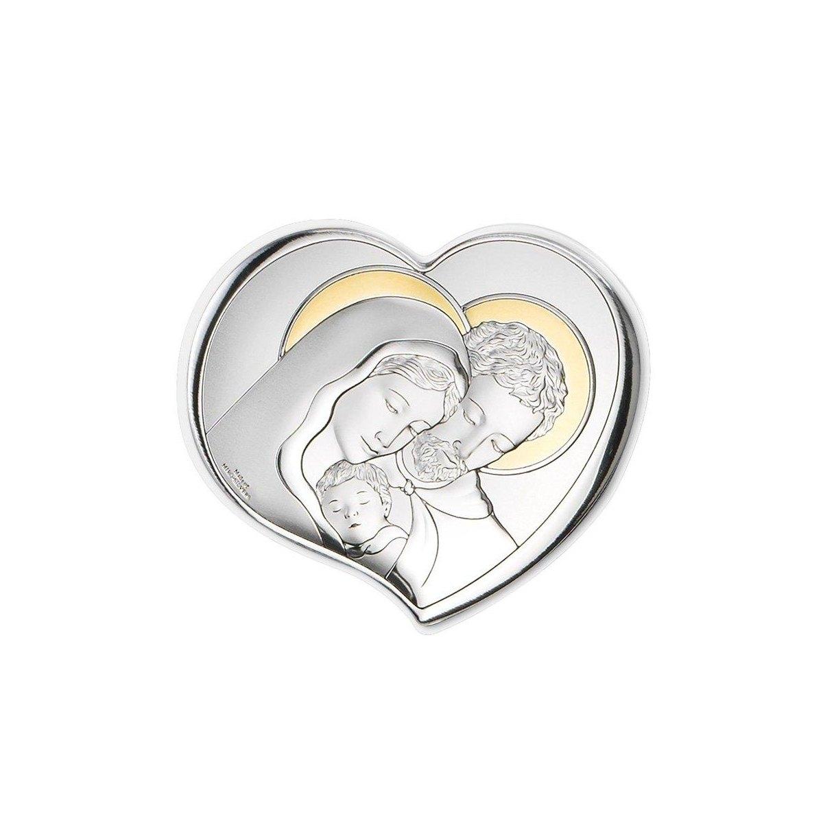 Pannello Sacra Famiglia sagomato oro 25,5x22,5 cm Valenti