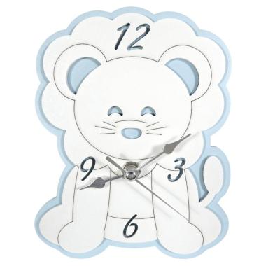 Orologio da tavolo in legno leone azzurro bimbo 15x12 cm