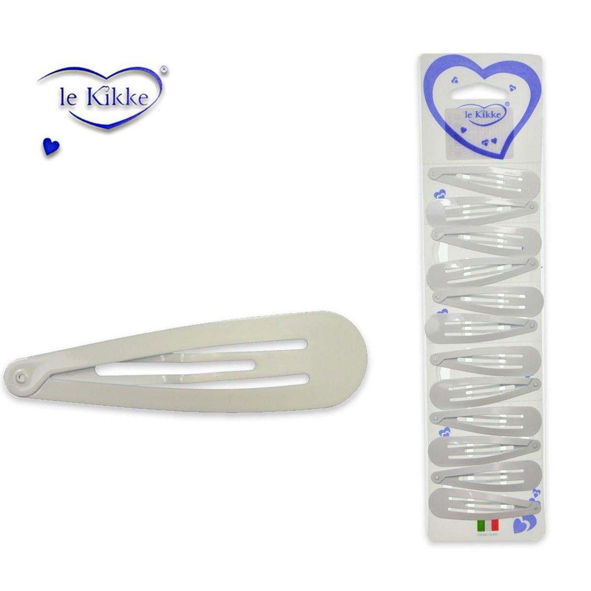 Fermaglio clic clac per capelli 7 cm in metallo bianco