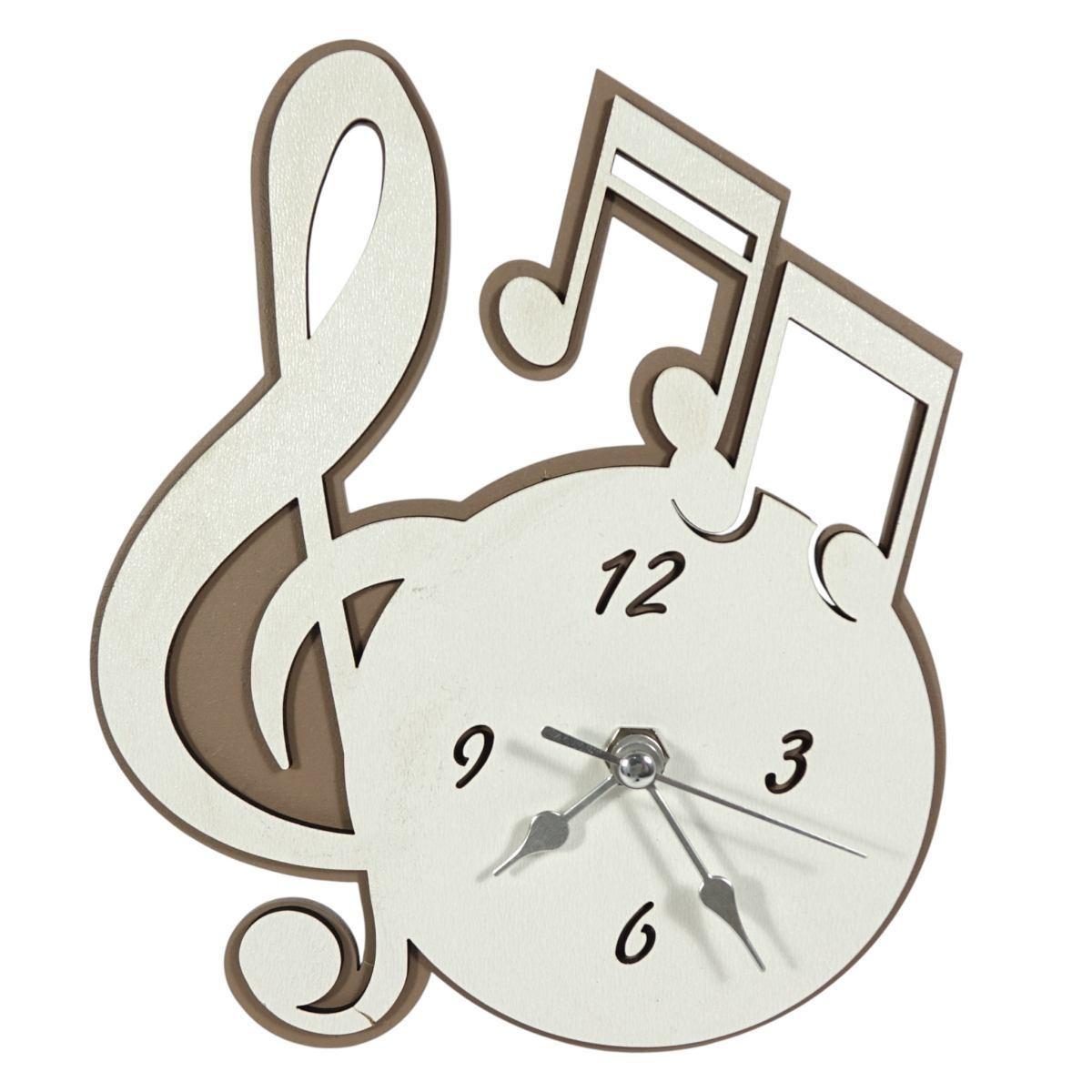 Orologio da tavolo in legno nota musicale 18x15 cm
