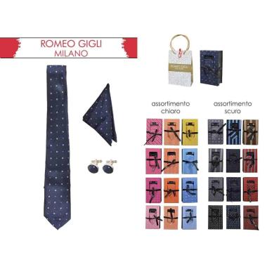 Set cravatta papillon e gemelli abbinati in box Romeo Gigli